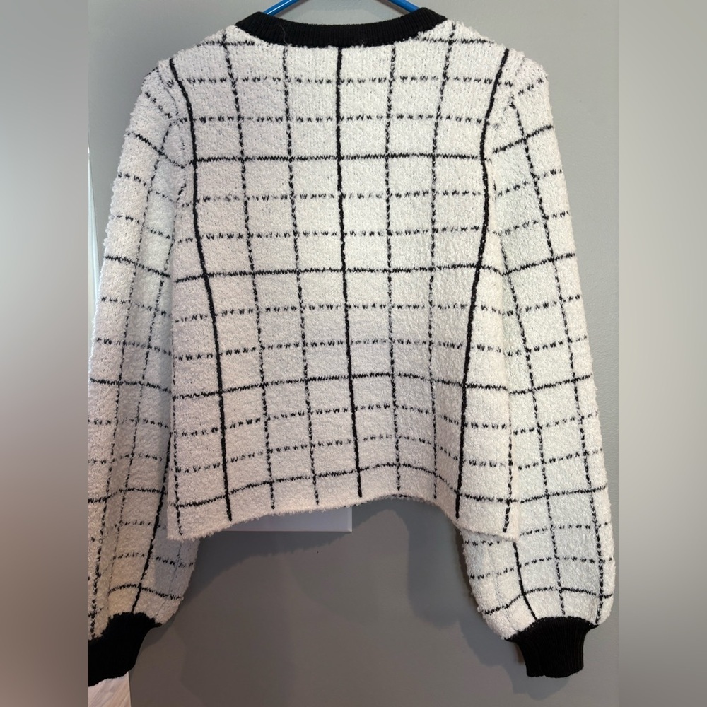 Express Black and White Cardigan Sweater - Picture 6 of 7